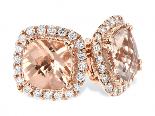 Morganite & Diamond Earrings by Allison Kaufman